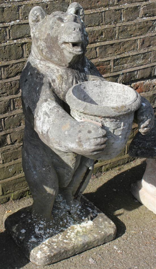 Stonework bear with base